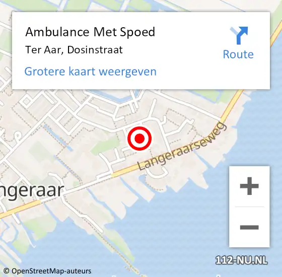 Locatie op kaart van de 112 melding: Ambulance Met Spoed Naar Ter Aar, Dosinstraat op 27 februari 2016 03:13