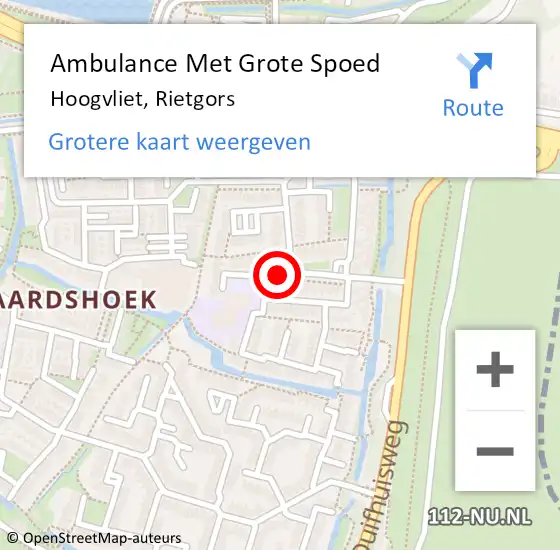 Locatie op kaart van de 112 melding: Ambulance Met Grote Spoed Naar Hoogvliet, Rietgors op 27 februari 2016 03:30