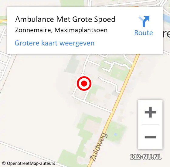 Locatie op kaart van de 112 melding: Ambulance Met Grote Spoed Naar Zonnemaire, Maximaplantsoen op 27 februari 2016 03:45