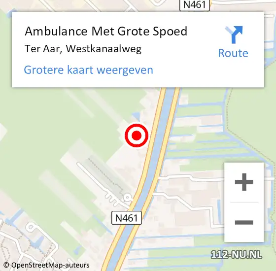 Locatie op kaart van de 112 melding: Ambulance Met Grote Spoed Naar Ter Aar, Westkanaalweg op 27 februari 2016 03:57