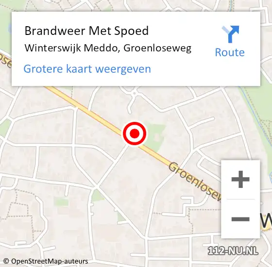 Locatie op kaart van de 112 melding: Brandweer Met Spoed Naar Winterswijk Meddo, Groenloseweg op 27 februari 2016 07:23