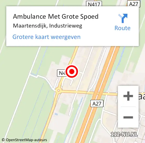 Locatie op kaart van de 112 melding: Ambulance Met Grote Spoed Naar Maartensdijk, Industrieweg op 27 februari 2016 07:31