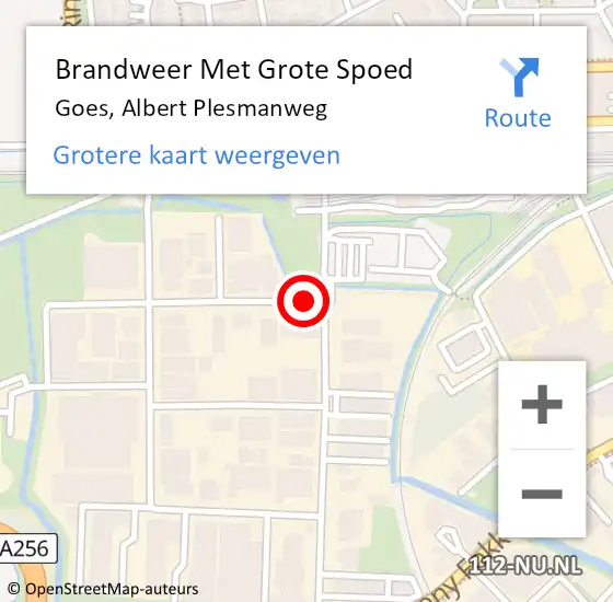 Locatie op kaart van de 112 melding: Brandweer Met Grote Spoed Naar Goes, Albert Plesmanweg op 27 februari 2016 08:48