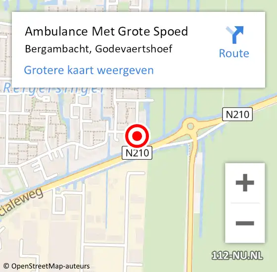Locatie op kaart van de 112 melding: Ambulance Met Grote Spoed Naar Bergambacht, Godevaertshoef op 27 februari 2016 09:41