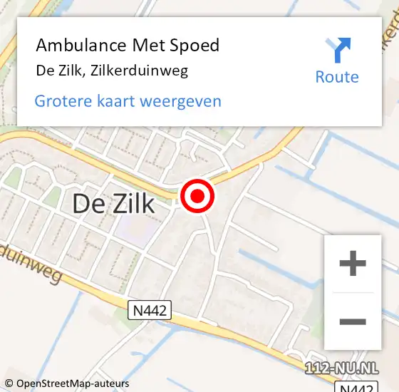 Locatie op kaart van de 112 melding: Ambulance Met Spoed Naar De Zilk, Zilkerduinweg op 27 februari 2016 09:46