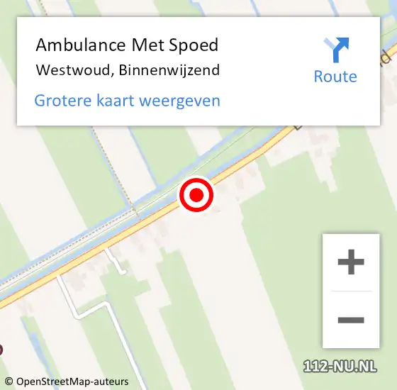 Locatie op kaart van de 112 melding: Ambulance Met Spoed Naar Westwoud, Binnenwijzend op 27 februari 2016 10:16