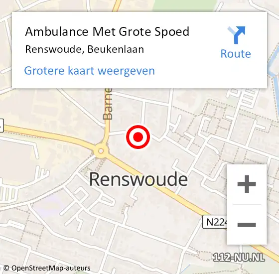 Locatie op kaart van de 112 melding: Ambulance Met Grote Spoed Naar Renswoude, Beukenlaan op 27 februari 2016 10:34