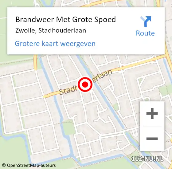 Locatie op kaart van de 112 melding: Brandweer Met Grote Spoed Naar Zwolle, Stadhouderlaan op 27 februari 2016 10:37