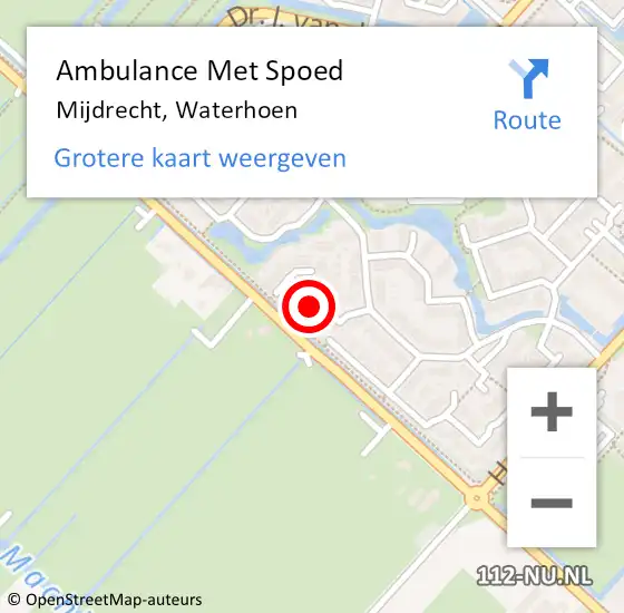 Locatie op kaart van de 112 melding: Ambulance Met Spoed Naar Mijdrecht, Waterhoen op 27 februari 2016 11:34