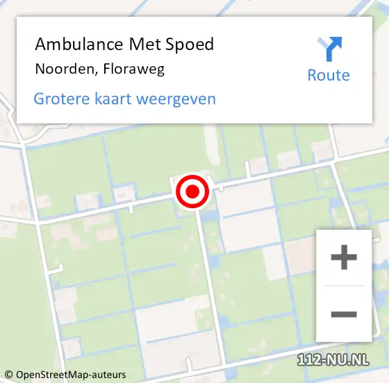 Locatie op kaart van de 112 melding: Ambulance Met Spoed Naar Noorden, Floraweg op 27 februari 2016 12:36
