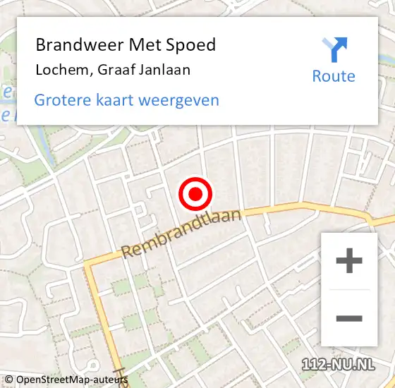 Locatie op kaart van de 112 melding: Brandweer Met Spoed Naar Lochem, Graaf Janlaan op 27 februari 2016 13:06