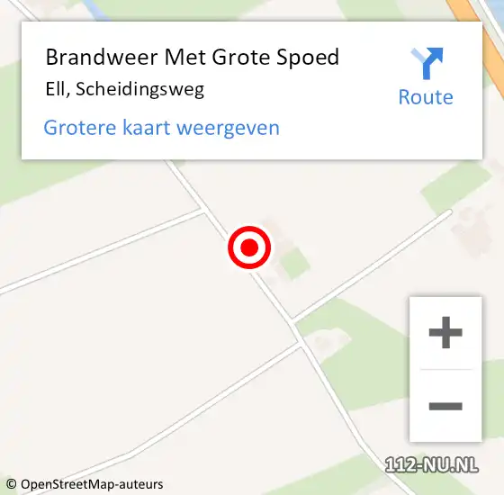 Locatie op kaart van de 112 melding: Brandweer Met Grote Spoed Naar Ell, Scheidingsweg op 27 februari 2016 14:04