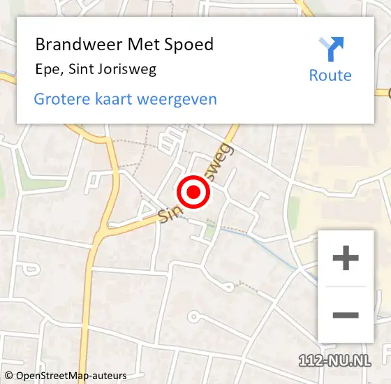 Locatie op kaart van de 112 melding: Brandweer Met Spoed Naar Epe, Sint Jorisweg op 27 februari 2016 16:11