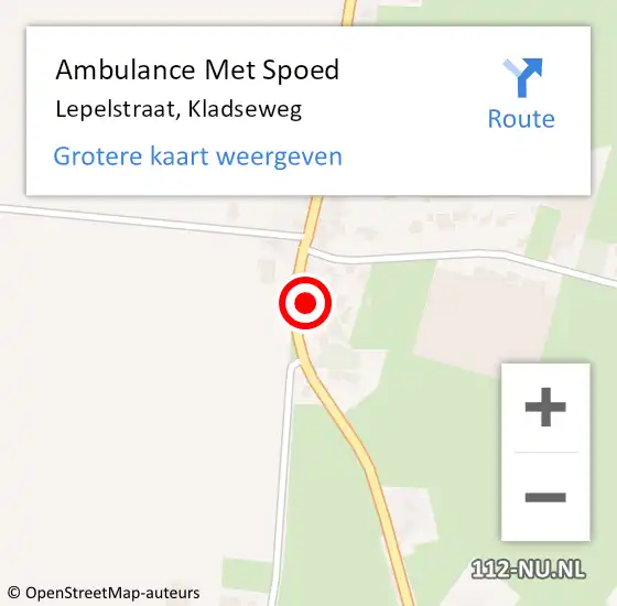 Locatie op kaart van de 112 melding: Ambulance Met Spoed Naar Lepelstraat, Kladseweg op 27 februari 2016 17:04