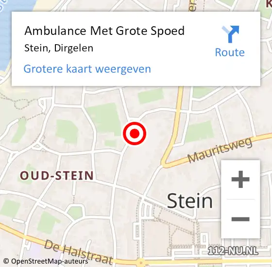 Locatie op kaart van de 112 melding: Ambulance Met Grote Spoed Naar Stein, Dirgelen op 7 december 2013 06:46