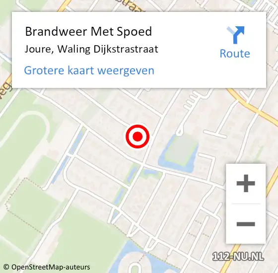 Locatie op kaart van de 112 melding: Brandweer Met Spoed Naar Joure, Waling Dijkstrastraat op 27 februari 2016 19:20