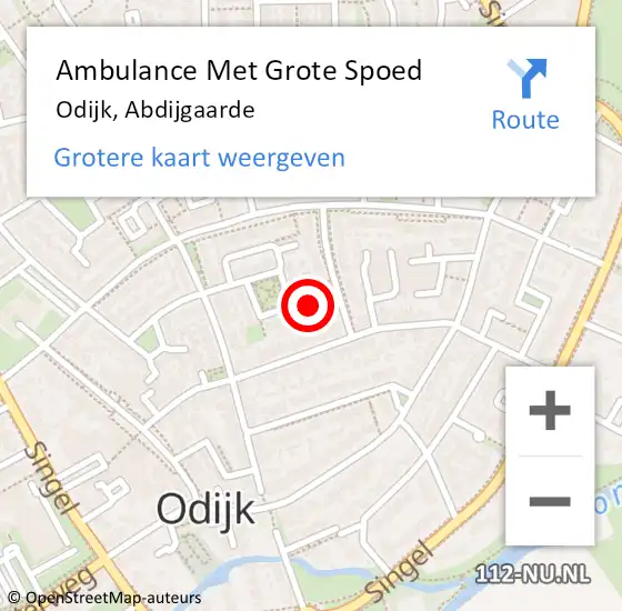 Locatie op kaart van de 112 melding: Ambulance Met Grote Spoed Naar Odijk, Abdijgaarde op 27 februari 2016 19:54