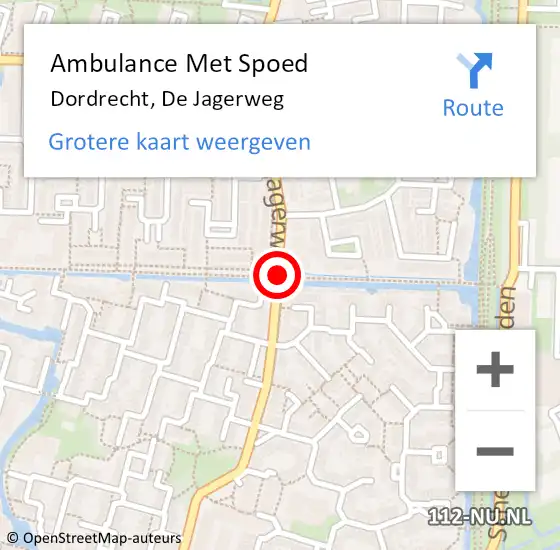 Locatie op kaart van de 112 melding: Ambulance Met Spoed Naar Dordrecht, De Jagerweg op 27 februari 2016 20:26