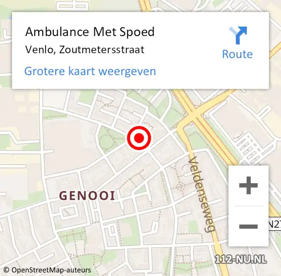Locatie op kaart van de 112 melding: Ambulance Met Spoed Naar Venlo, Zoutmetersstraat op 7 december 2013 07:36