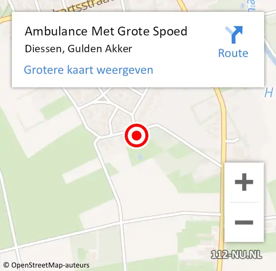 Locatie op kaart van de 112 melding: Ambulance Met Grote Spoed Naar Diessen, Gulden Akker op 27 februari 2016 20:52