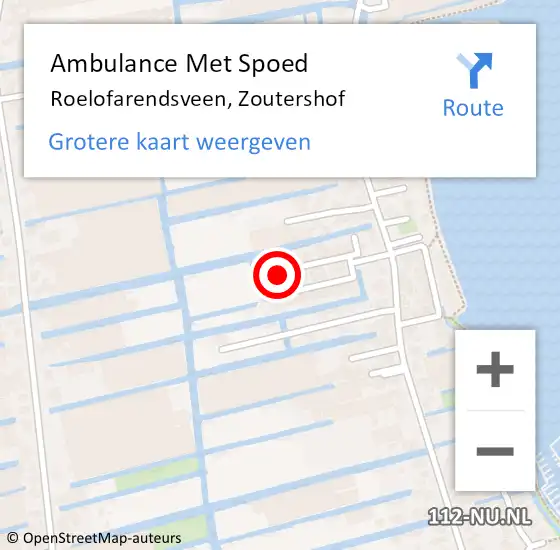 Locatie op kaart van de 112 melding: Ambulance Met Spoed Naar Roelofarendsveen, Zoutershof op 27 februari 2016 21:26