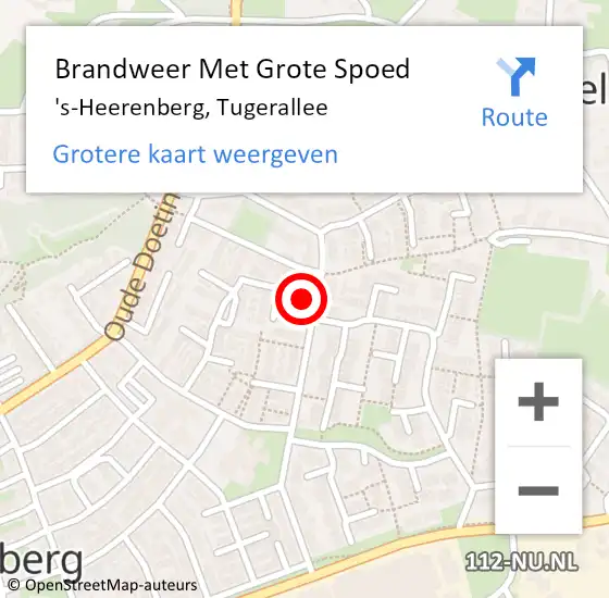 Locatie op kaart van de 112 melding: Brandweer Met Grote Spoed Naar 's-Heerenberg, Tugerallee op 27 februari 2016 22:34