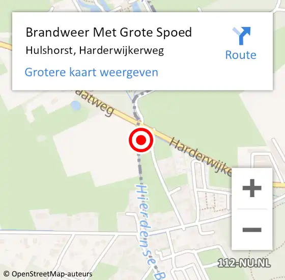 Locatie op kaart van de 112 melding: Brandweer Met Grote Spoed Naar Hulshorst, Harderwijkerweg op 27 februari 2016 22:56