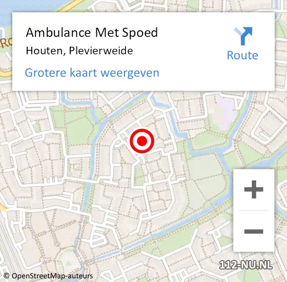 Locatie op kaart van de 112 melding: Ambulance Met Spoed Naar Houten, Plevierweide op 7 december 2013 08:00