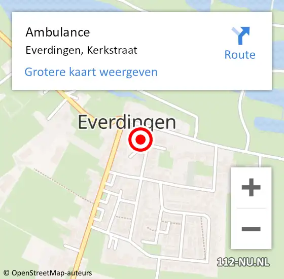 Locatie op kaart van de 112 melding: Ambulance Everdingen, Kerkstraat op 27 februari 2016 23:03