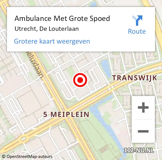 Locatie op kaart van de 112 melding: Ambulance Met Grote Spoed Naar Utrecht, De Louterlaan op 27 februari 2016 23:05