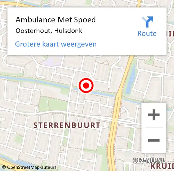Locatie op kaart van de 112 melding: Ambulance Met Spoed Naar Oosterhout, Hulsdonk op 27 februari 2016 23:36
