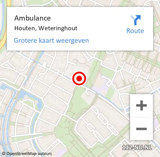 Locatie op kaart van de 112 melding: Ambulance Houten, Weteringhout op 28 februari 2016 00:32