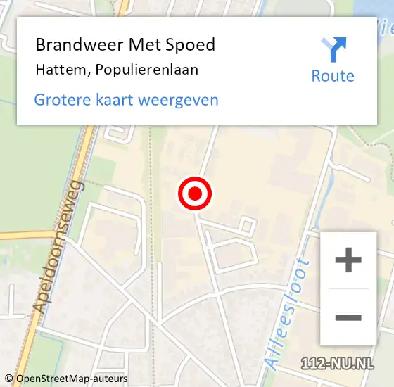 Locatie op kaart van de 112 melding: Brandweer Met Spoed Naar Hattem, Populierenlaan op 28 februari 2016 01:09