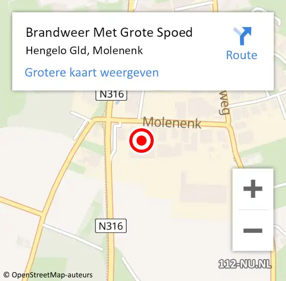 Locatie op kaart van de 112 melding: Brandweer Met Grote Spoed Naar Hengelo Gld, Molenenk op 28 februari 2016 01:10