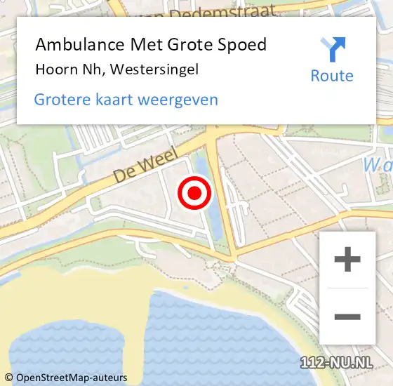 Locatie op kaart van de 112 melding: Ambulance Met Grote Spoed Naar Hoorn Nh, Westersingel op 28 februari 2016 01:13