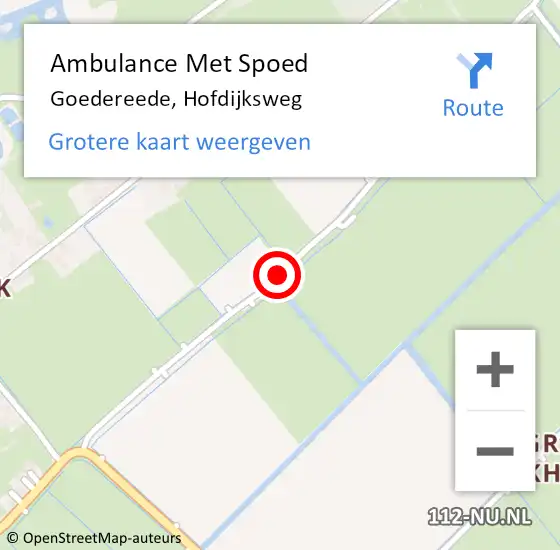 Locatie op kaart van de 112 melding: Ambulance Met Spoed Naar Goedereede, Hofdijksweg op 28 februari 2016 02:10