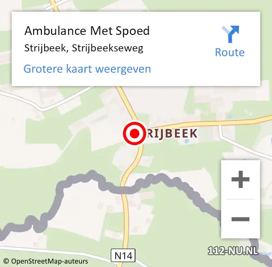 Locatie op kaart van de 112 melding: Ambulance Met Spoed Naar Strijbeek, Strijbeekseweg op 28 februari 2016 03:11