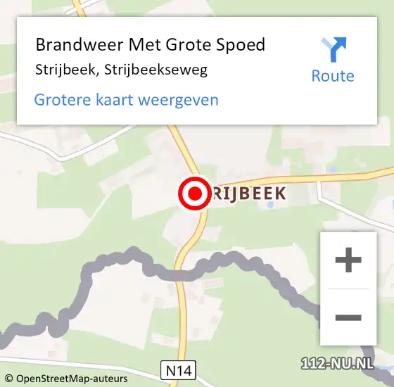 Locatie op kaart van de 112 melding: Brandweer Met Grote Spoed Naar Strijbeek, Strijbeekseweg op 28 februari 2016 03:18