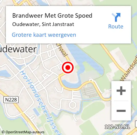 Locatie op kaart van de 112 melding: Brandweer Met Grote Spoed Naar Oudewater, Sint Janstraat op 7 december 2013 08:37