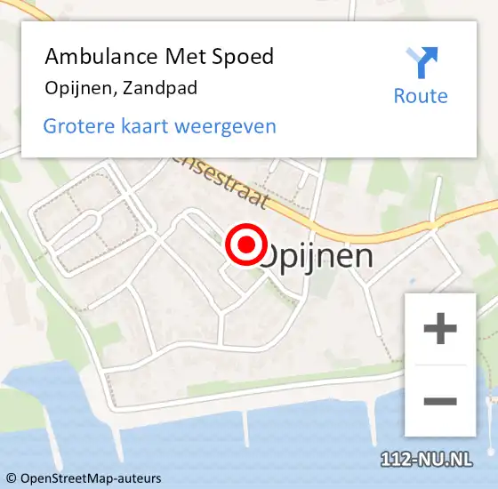 Locatie op kaart van de 112 melding: Ambulance Met Spoed Naar Opijnen, Zandpad op 28 februari 2016 04:00