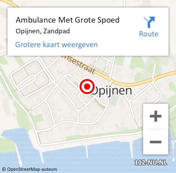 Locatie op kaart van de 112 melding: Ambulance Met Grote Spoed Naar Opijnen, Zandpad op 28 februari 2016 04:04