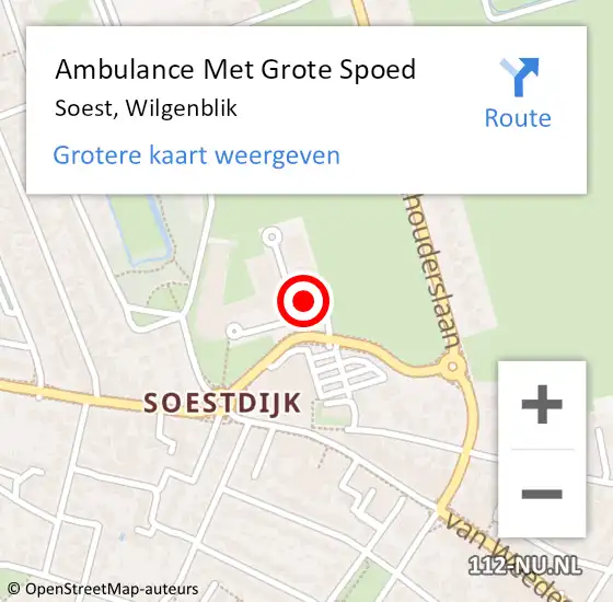 Locatie op kaart van de 112 melding: Ambulance Met Grote Spoed Naar Soest, Wilgenblik op 28 februari 2016 04:37