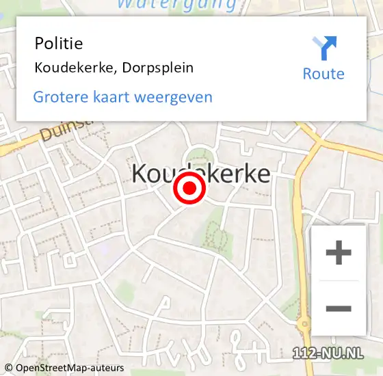 Locatie op kaart van de 112 melding: Politie Koudekerke, Dorpsplein op 28 februari 2016 05:40