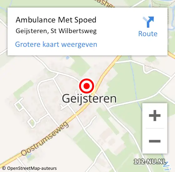 Locatie op kaart van de 112 melding: Ambulance Met Spoed Naar Geijsteren, St Wilbertsweg op 28 februari 2016 08:54