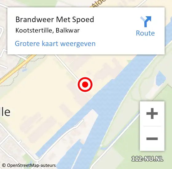 Locatie op kaart van de 112 melding: Brandweer Met Spoed Naar Kootstertille, Balkwar op 28 februari 2016 08:58