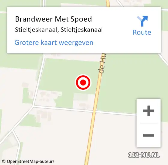 Locatie op kaart van de 112 melding: Brandweer Met Spoed Naar Zandpol, Stieltjeskanaal op 28 februari 2016 09:22