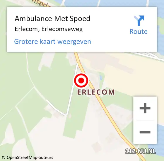 Locatie op kaart van de 112 melding: Ambulance Met Spoed Naar Erlecom, Erlecomseweg op 28 februari 2016 09:29