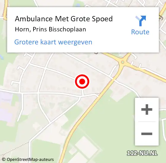 Locatie op kaart van de 112 melding: Ambulance Met Grote Spoed Naar Horn, Prins Bisschoplaan op 28 februari 2016 09:35