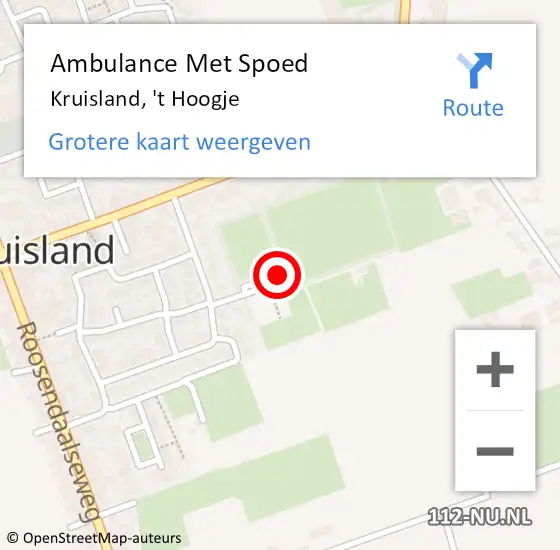 Locatie op kaart van de 112 melding: Ambulance Met Spoed Naar Kruisland, 't Hoogje op 28 februari 2016 09:38