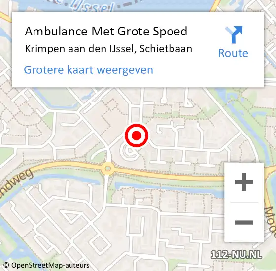 Locatie op kaart van de 112 melding: Ambulance Met Grote Spoed Naar Krimpen aan den IJssel, Schietbaan op 28 februari 2016 09:40